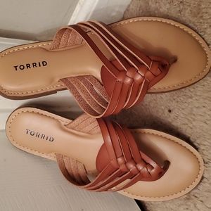 Torrid Woven "Leather" Flip Flops Size 8W